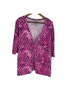 Catherines Womens Tie-Dye Cardigan Sweater 3/4 Sleeve Lightweight Size 1X